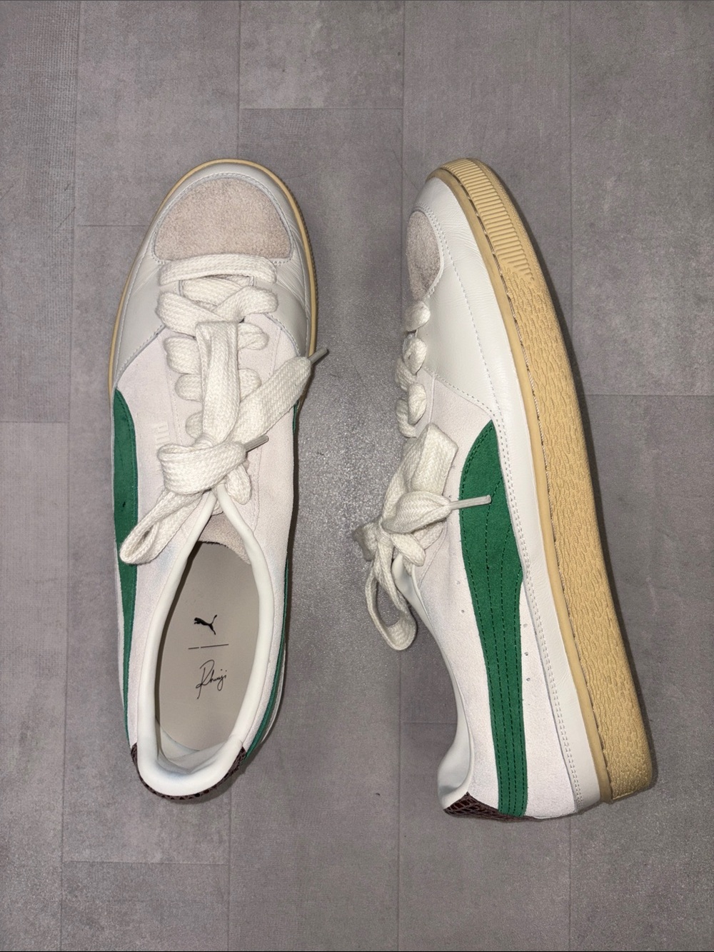 Rhuigi x Puma Suede Whisper White Juniper Green Size 15